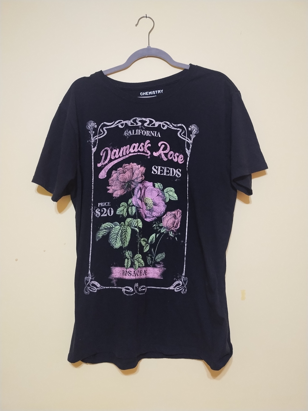 Chemistry Black 'Damask Rose Seeds' Graphic Tee